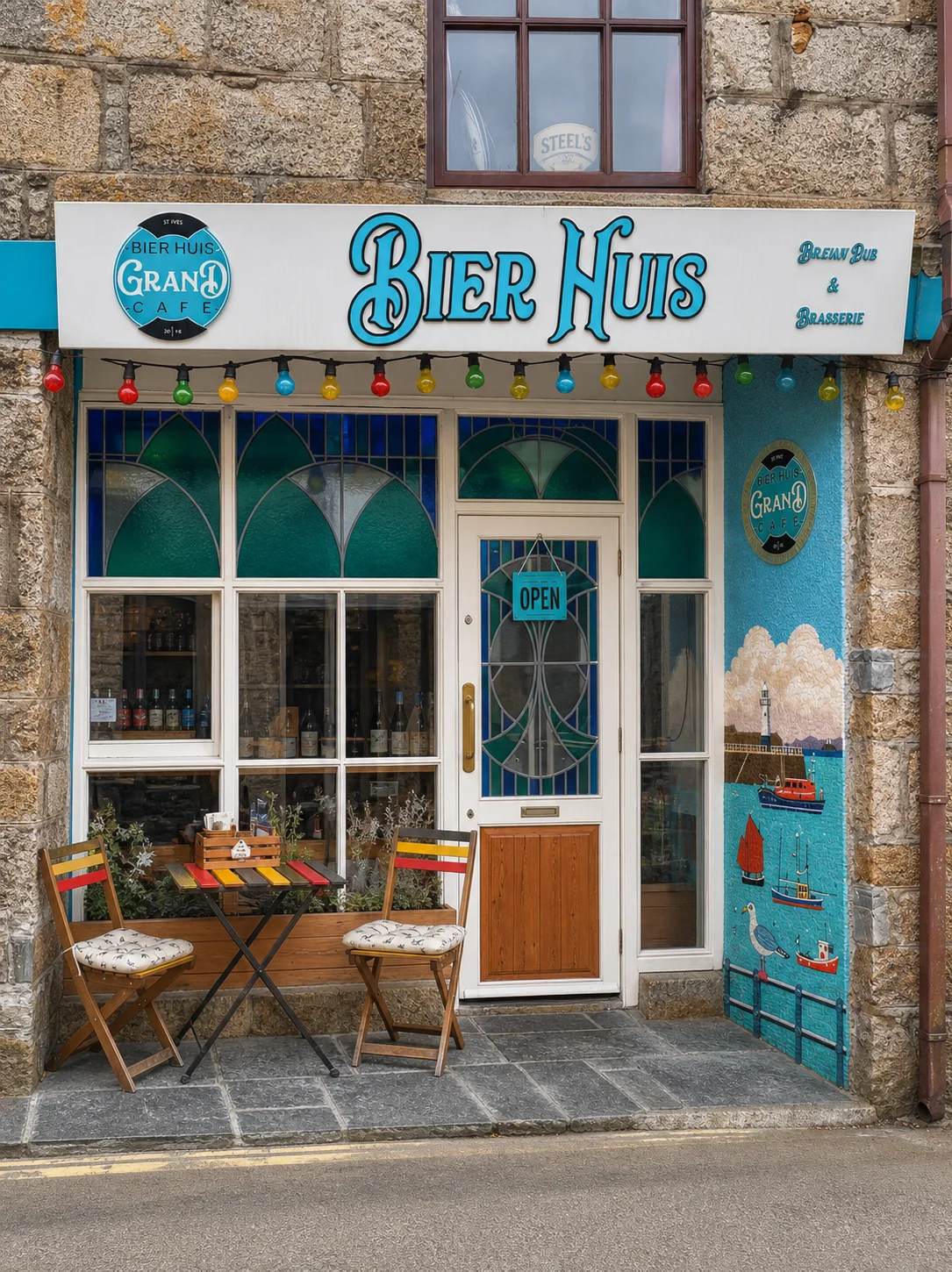Bier Huis Grand Café storefront on Saint Andrew's Street in St Ives